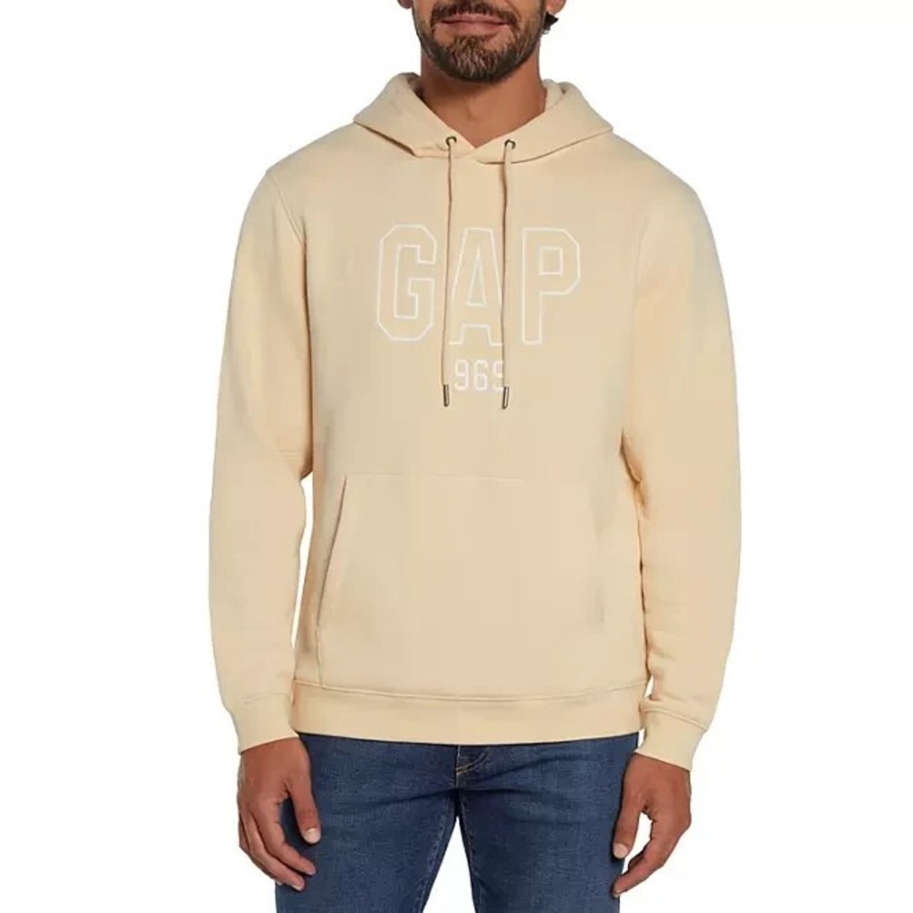 Gap Unisex Logo Hoodie Oyster Grey Peached Fleece Pullover M GP004699